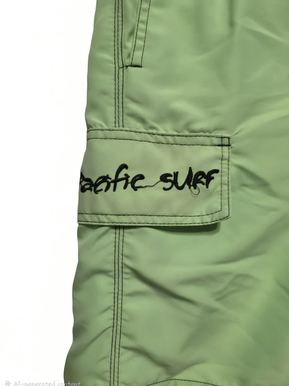 Neon Green Men’s Boardshorts with Side Cargo Pocket